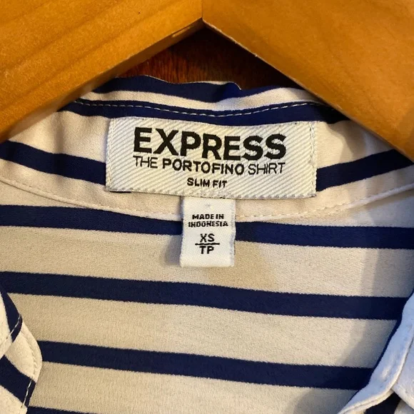 Express Portofino shirt Blue and White Striped Shirt - Picture 4 of 5